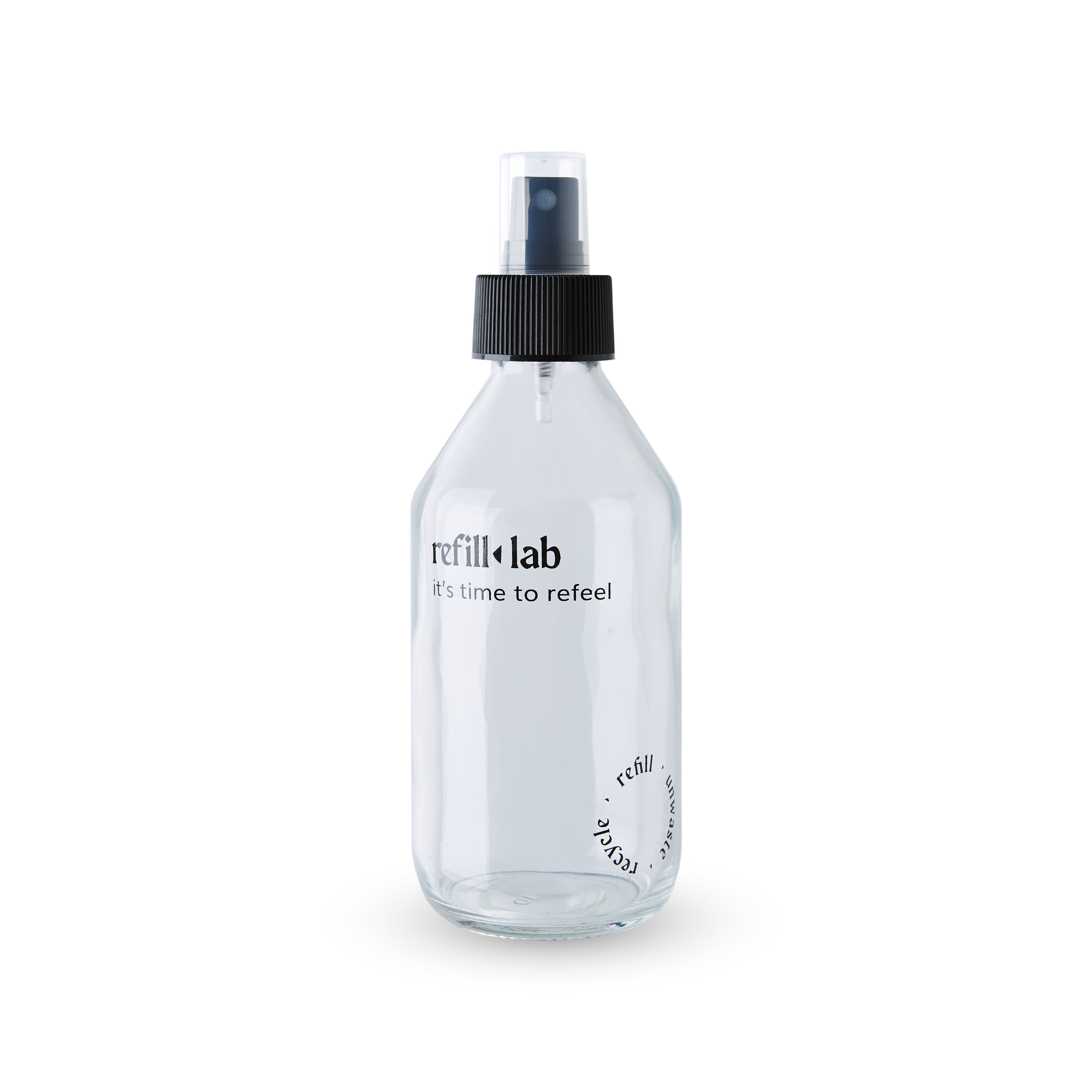 Envase vidrio redondo cristal con válvula spray